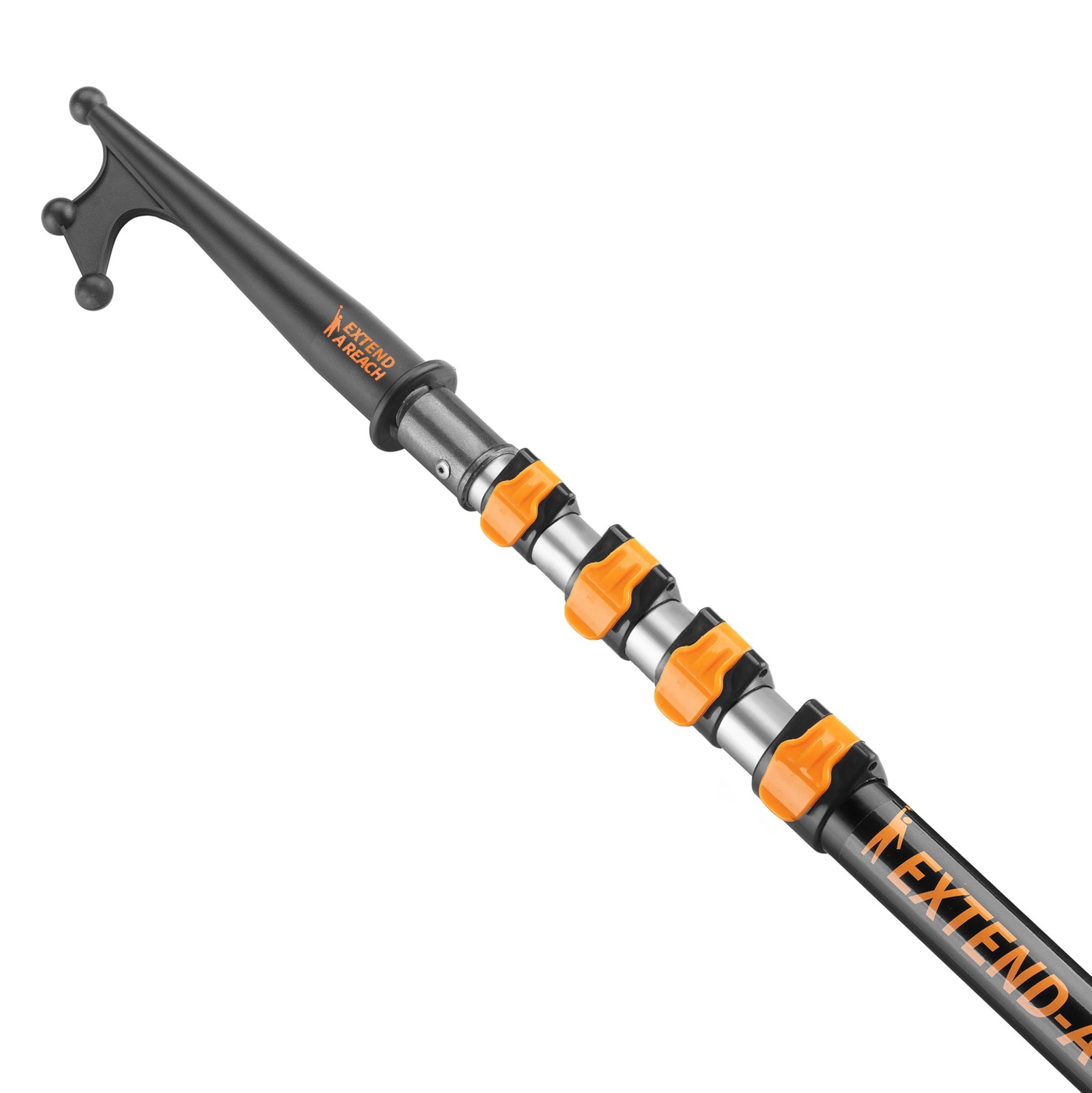 Telescoping Boat Hook Pole for Docking // 7-18 ft 18 feet, Black and Orange