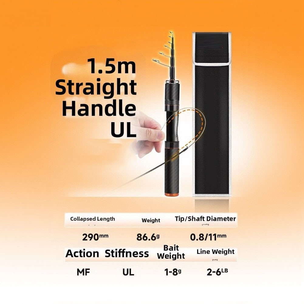 Portable Carbon Fiber Rod UL Light 1.5m 1.68m for Stream and River Use