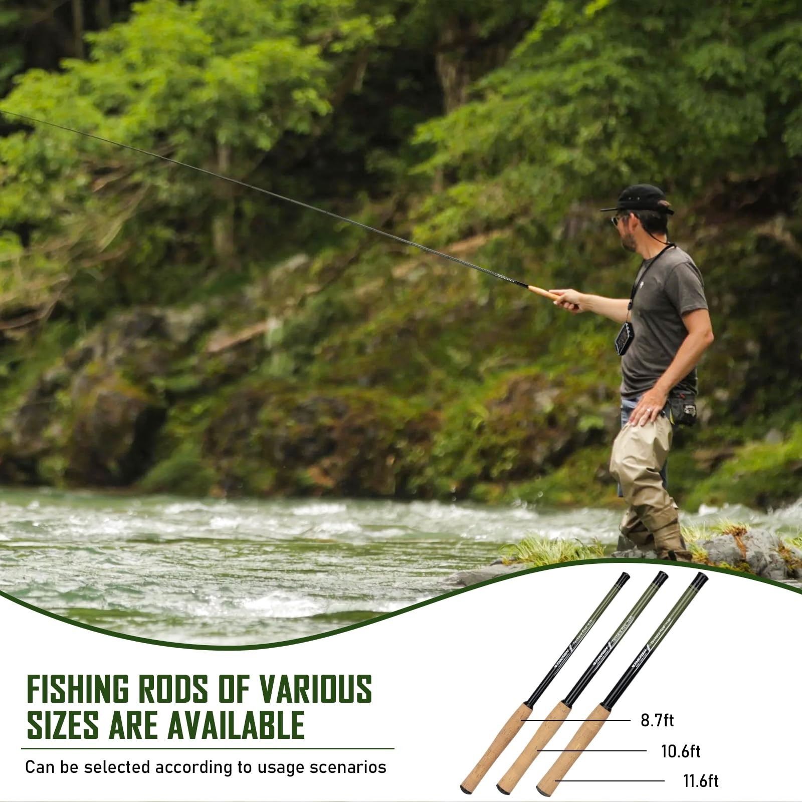 Tenkara Fly Fishing Rod Kit 8.7ft/10.6ft/11.6ft – Carbon Fiber Telescopic Combo