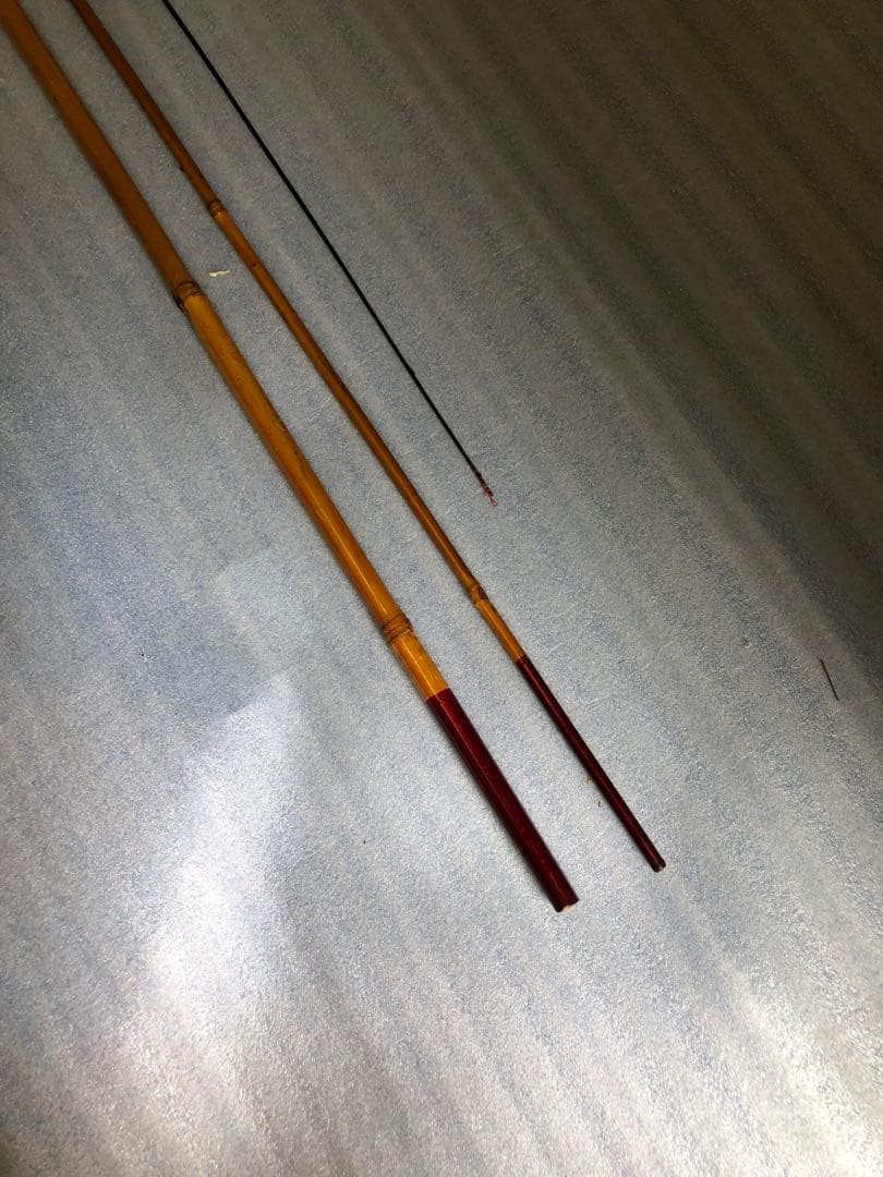 Showa Retro Bamboo Fishing Rod Set 3 Pieces, 100cm & 80cm, Used