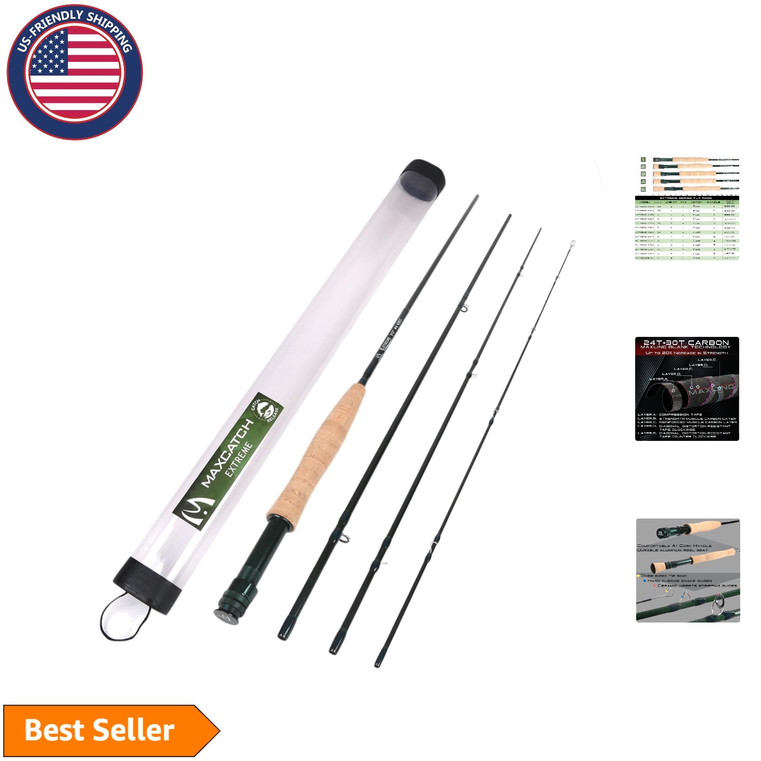 4-Piece 9ft Fly Fishing Rod with IM6 Carbon Blank – For All Anglers