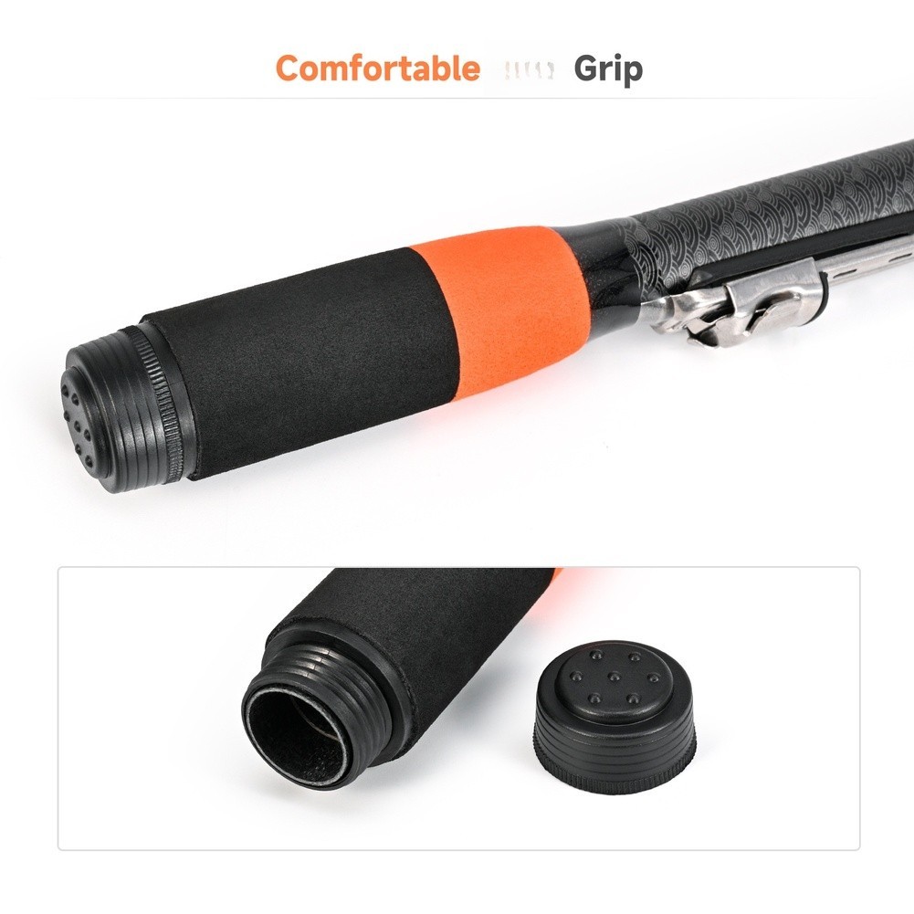 Rock Fishing Rod 1.8m Fiberglass Telescopic with EVA Handle for Shore Use