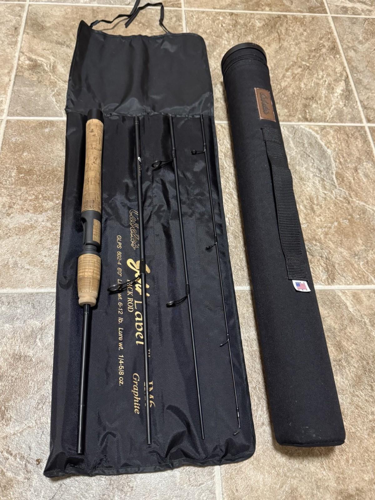 Cabela’s Gold Label Pack Rod 6ft 6-12lb 4 Piece Fishing Spinning Rod & Sock/Tube