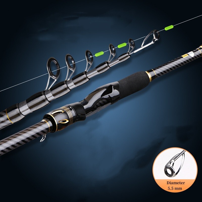 1.8m-3.6m Telescopic Fishing Rod Spinning Casting Rod Carbon Fiber Pole Portable