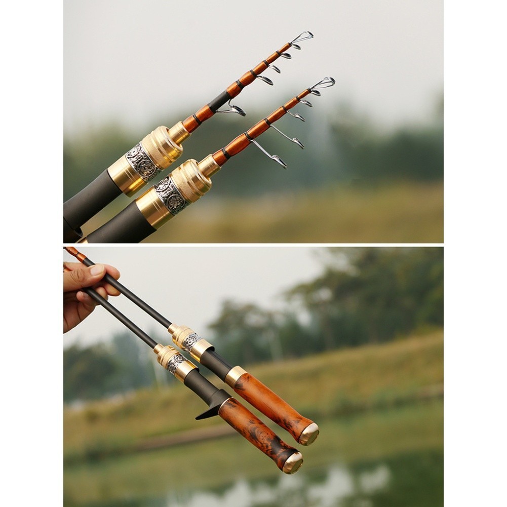 UL Carbon Casting Rod Wood Handle for Small Stream Fishing Collapses 31cm