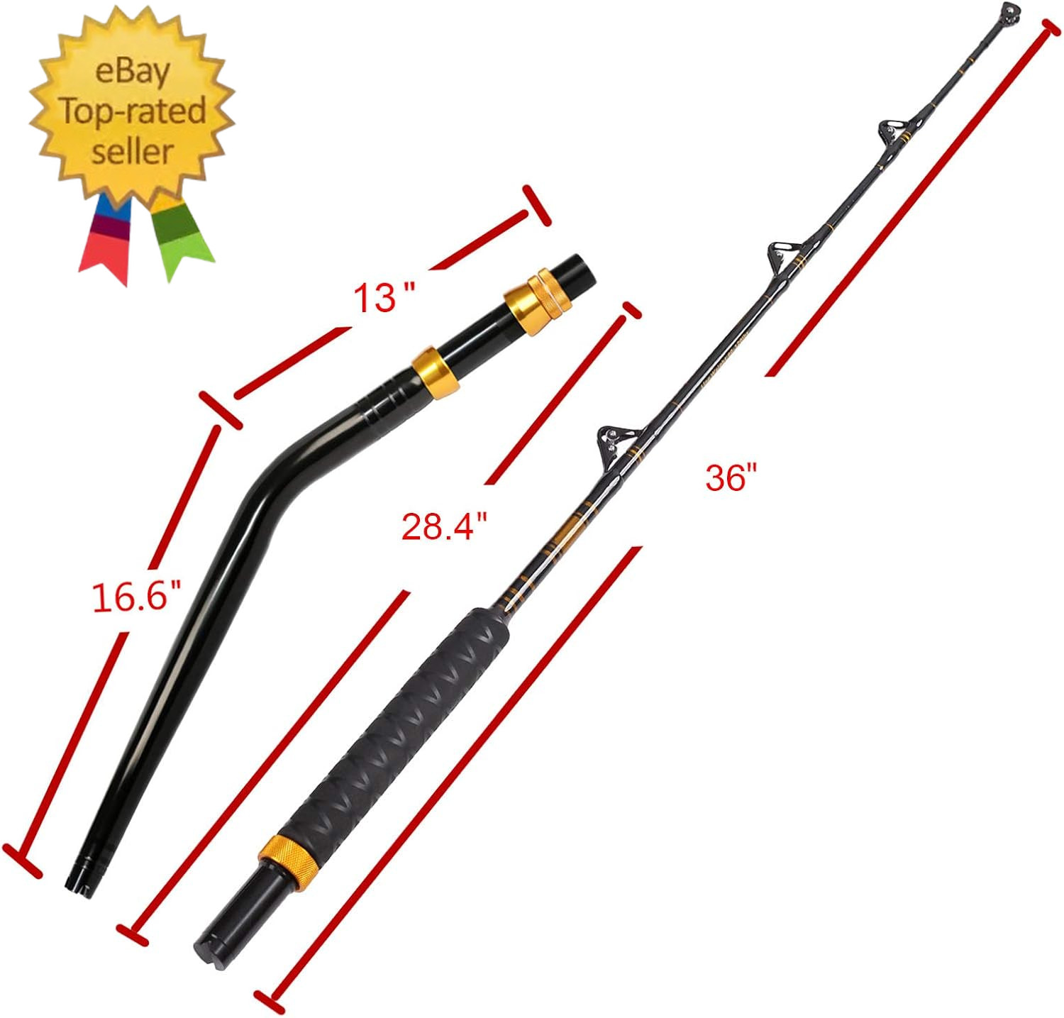 Bent Butt Fishing Rod 2-Piece Saltwater Offshore Trolling Rod Big Game Roller Ro