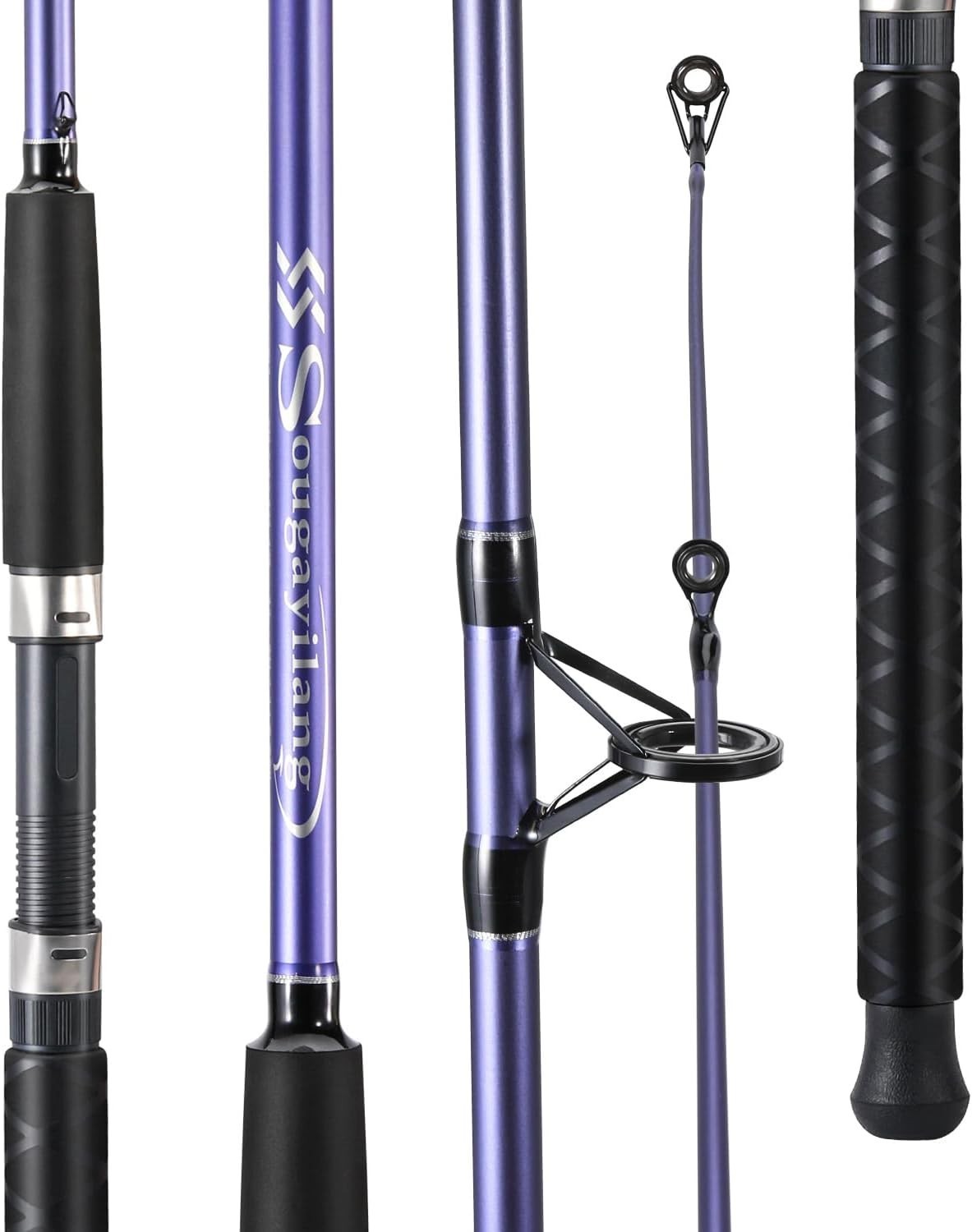 Spinning Rods Strong Carbon&Glass Composite Fishing Pole W/ Stainless Steel Line