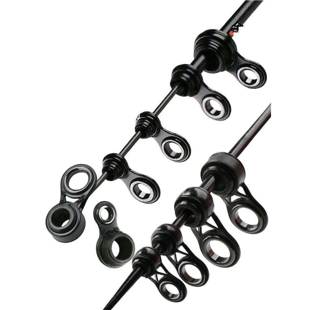3pcs Fishing Rod Tip Guide Set Black Compatible with 2/2.5/3mm Rod Ends