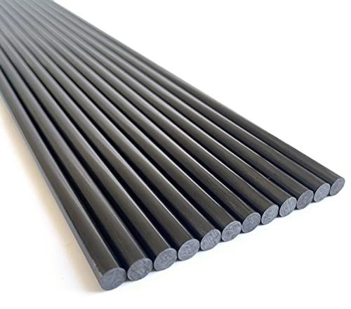 12pcs 5mm Carbon Fiber Rods 420mm Length Solid Tubes for DIY Projects, Lightweig
