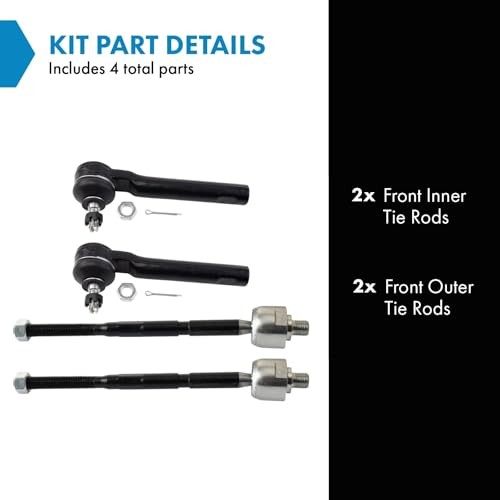 Inner and Outer Driver and Passenger Side Tie Rod Set 4 Piece PSA27635