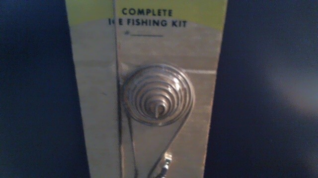 VINTAGE LAKCO COMPLETE ICE FISHING KIT – ROD JIG BELL HOLDER LINE BOBBER – #2