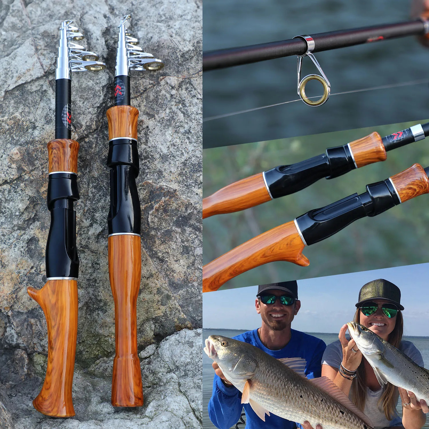Sougayilang 1.6M Telescopic Fishing Rod Spinning Casting Lightweight Portable