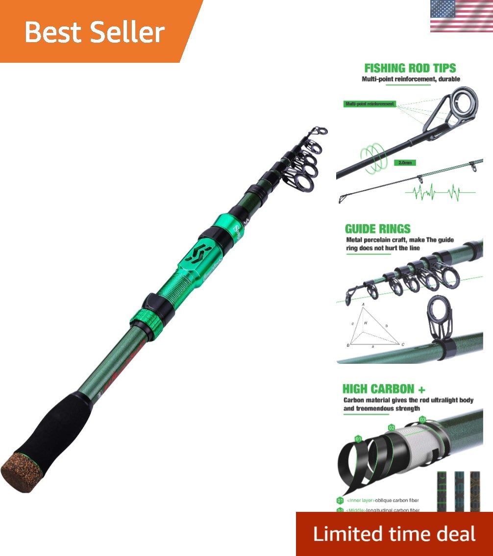 Multi-Color & Size Telescopic Fishing Rod – Carbon Fiber with Split Grip Design