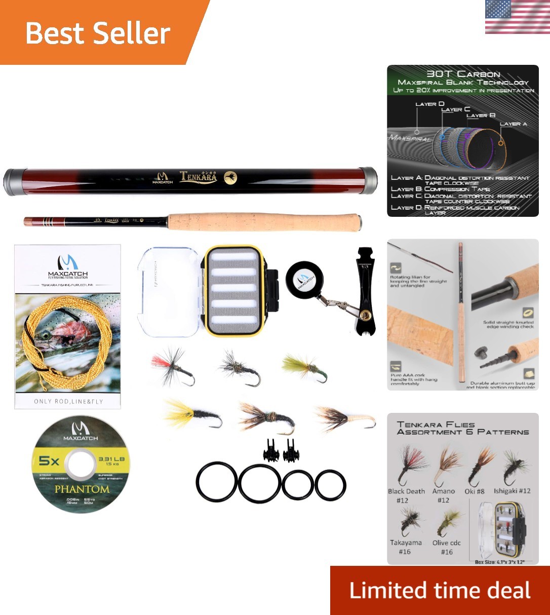 Maxcatch 13ft Tenkara Fishing Rod with Accessories – Ideal for Trout Angles