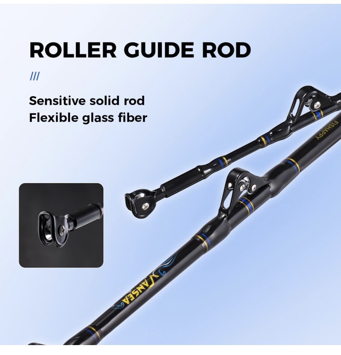 Straight Butt Trolling Rod Roller Big Game Saltwater Offshore Fishing Pole