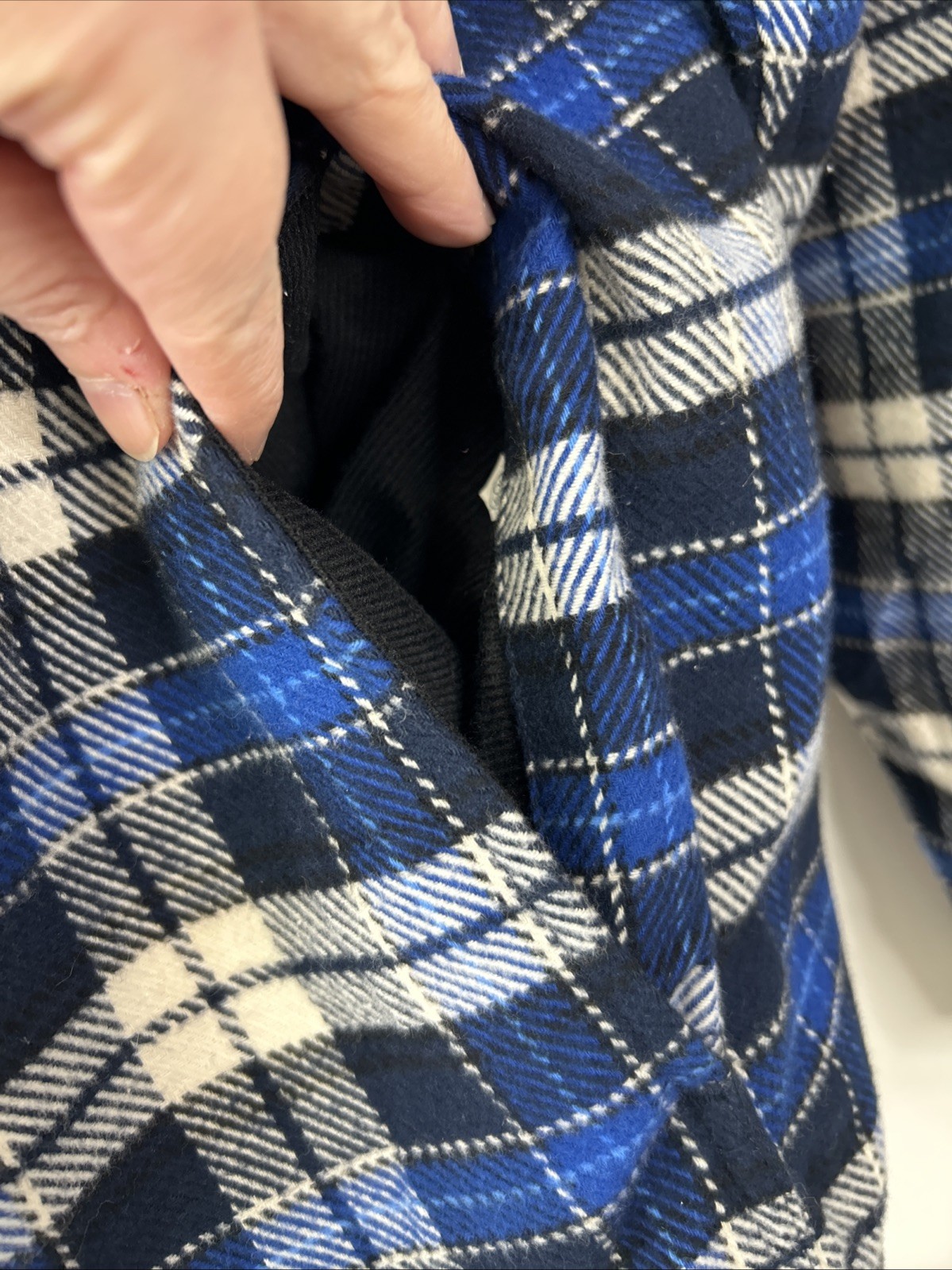 Orvis Mens XXL Blue White Plaid Flannel Pockets Heavyweight Outdoor Shirt Jacket