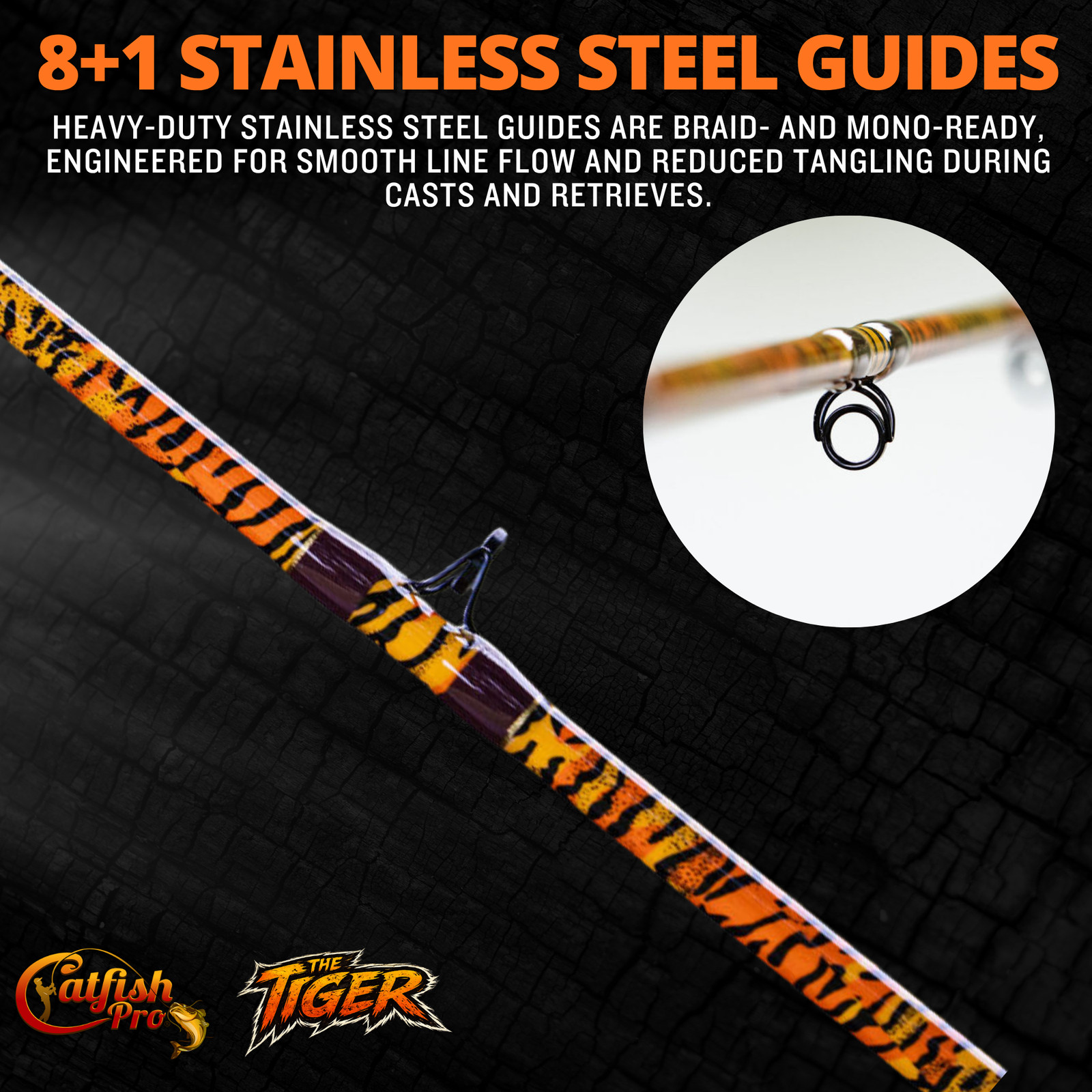 Catfish Pro Limited Edition The Tiger 7’6″ Glow-in-Dark Spinning Rod