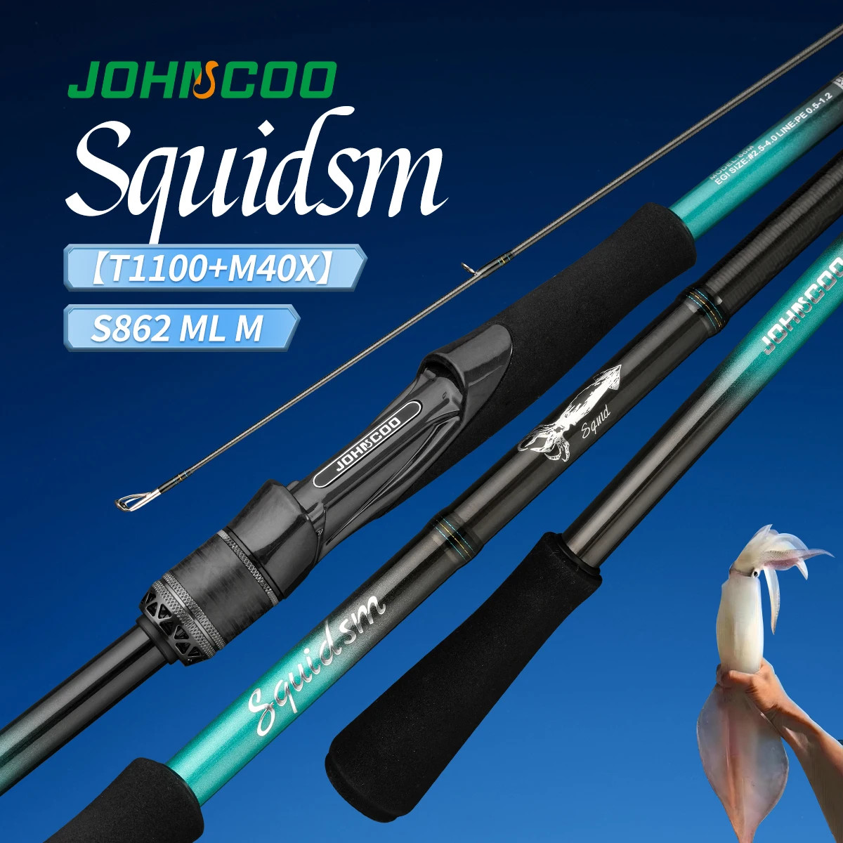 Johncoo Egi Squid Fishing Rod 2.4m/2.6m Titanium Guides M/ML Power Fast Action
