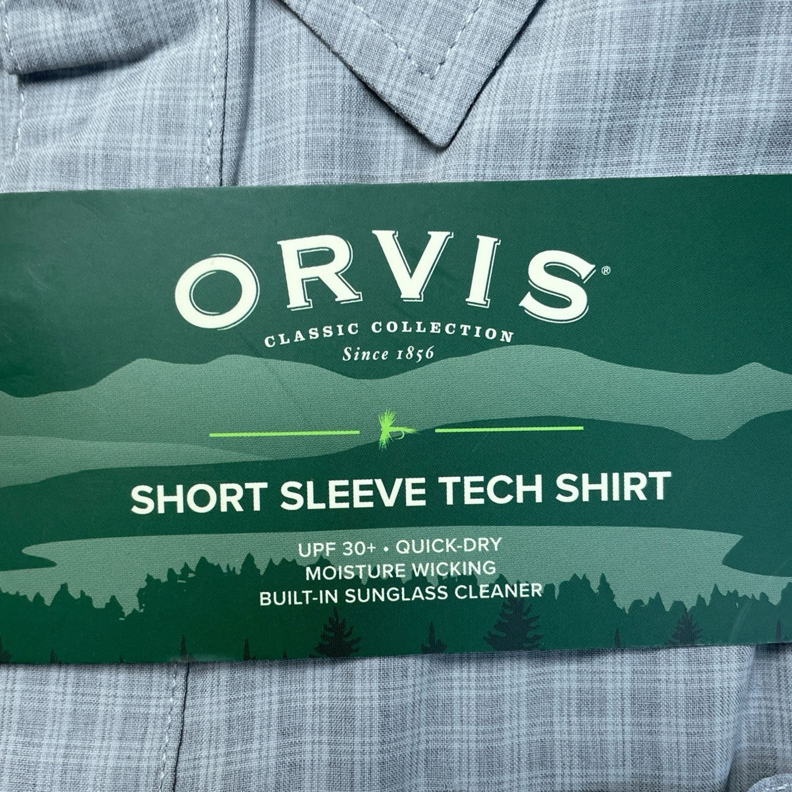 Orvis Men’s S Short Sleeve Tech Shirt Gray UPF 30 Moisture Wicking Outdoor F1044