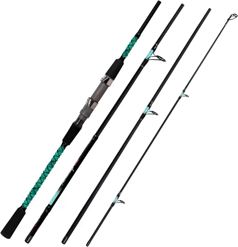 Surf Spinning Rod Travel 2/3/4PC Carbon Fiber Saltwater Fishing Pole 9/10/12/13′