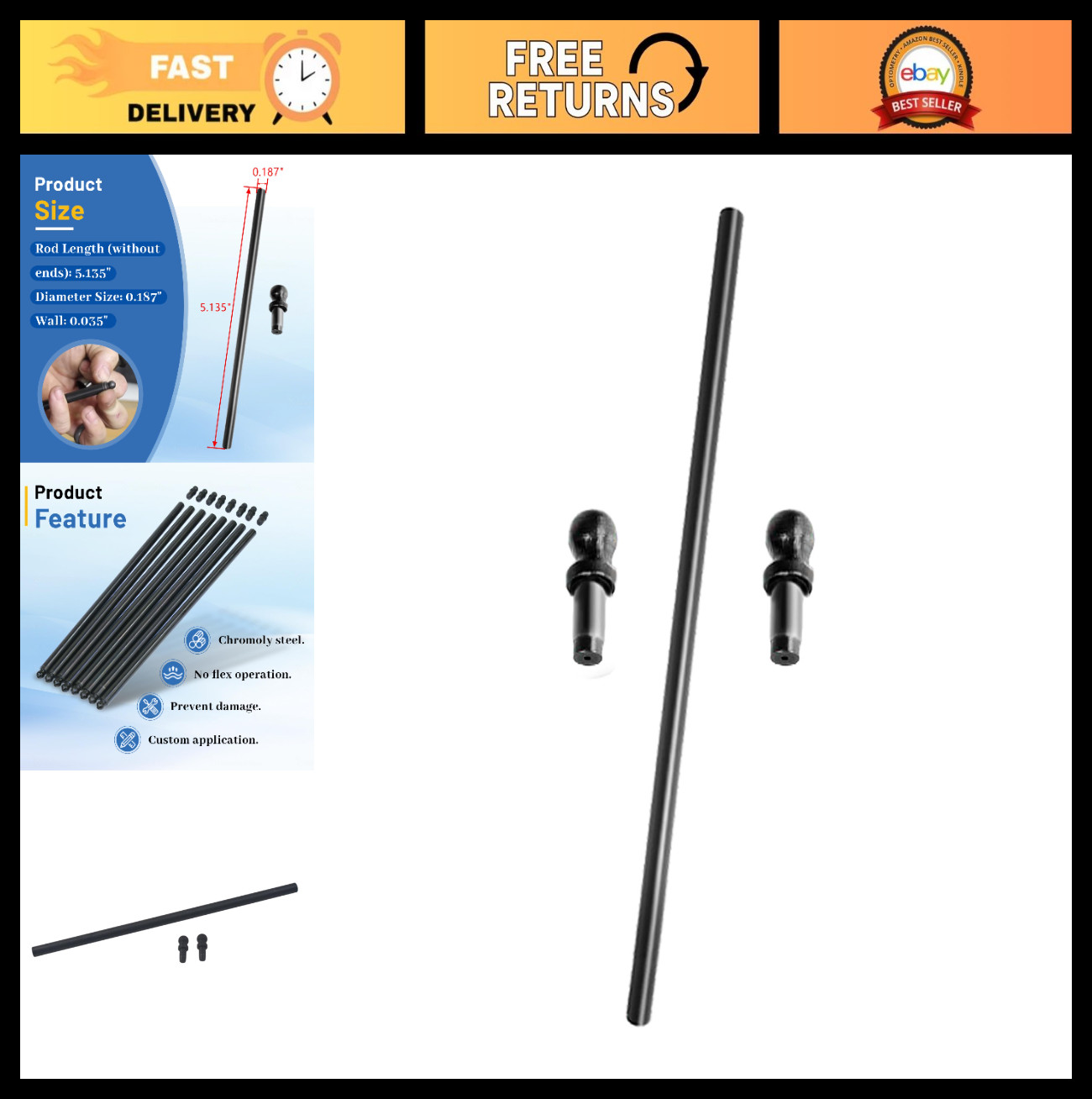 Cut to Length Chromoly Push Rod for Honda GX200 Predator 212cc Mini Bike Go-Kart