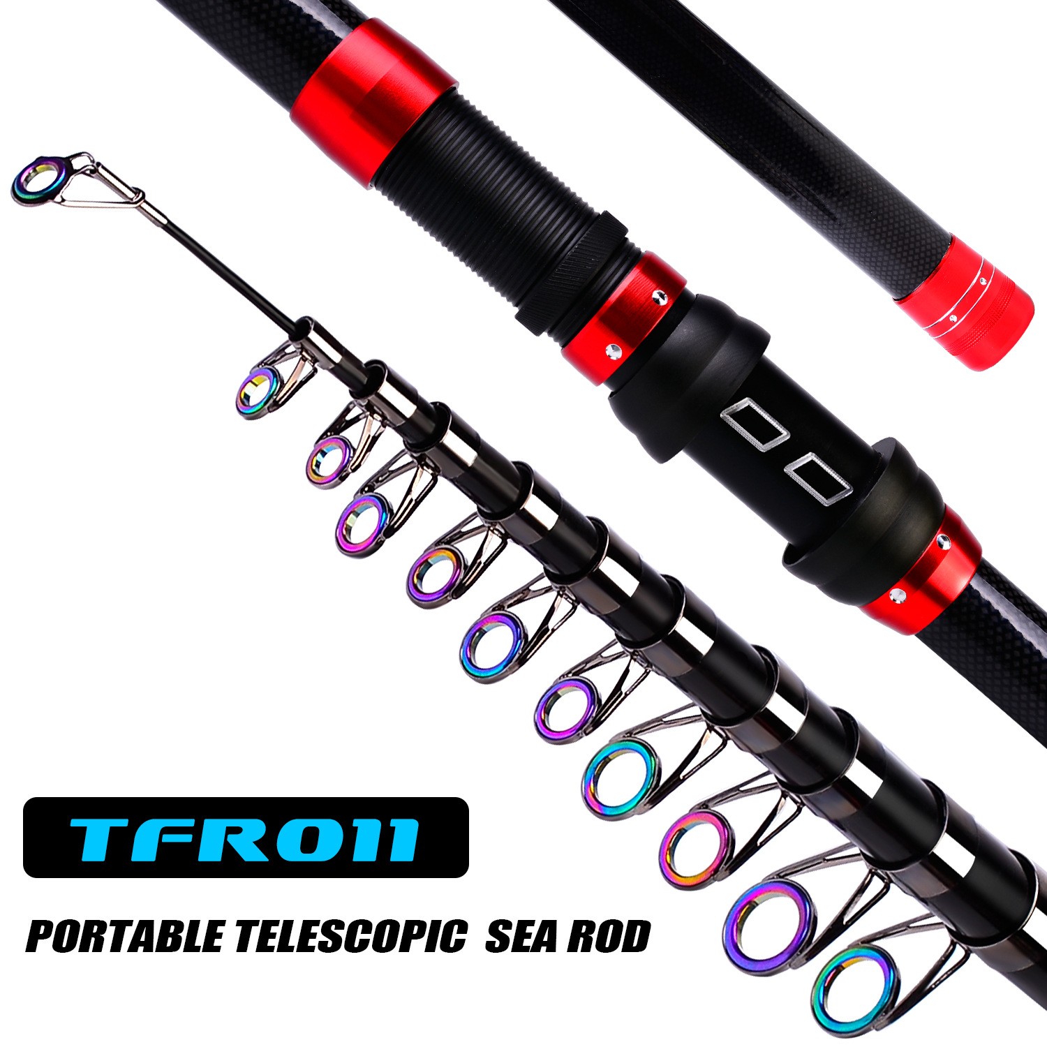 1.8-3.6M ultrashort Telescopic Fishing Rod Carbon Fiber Travel Sea Spinning Pole