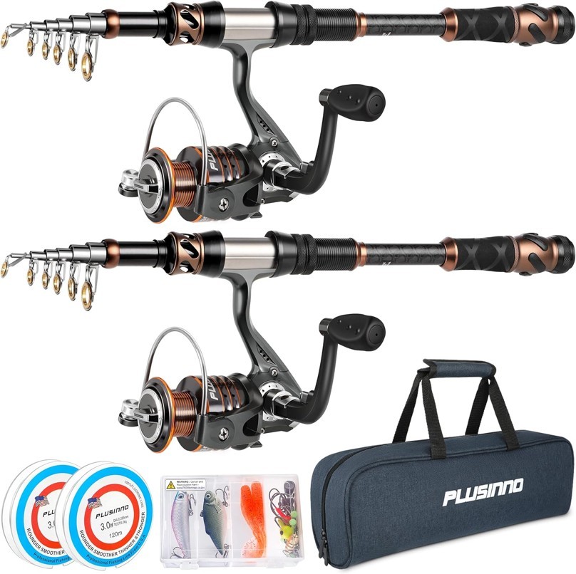 Fishing Rod and Reel Combo, Carbon Fiber Telescopic Pole, HA 3000 Reel, 12+1