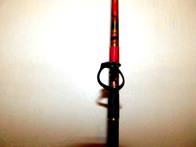 CUSTOM CONVENTIONAL BOAT ROD 7′ 40-80 LB RED, GOLD, BLACK MARBLE TURBOS NEW