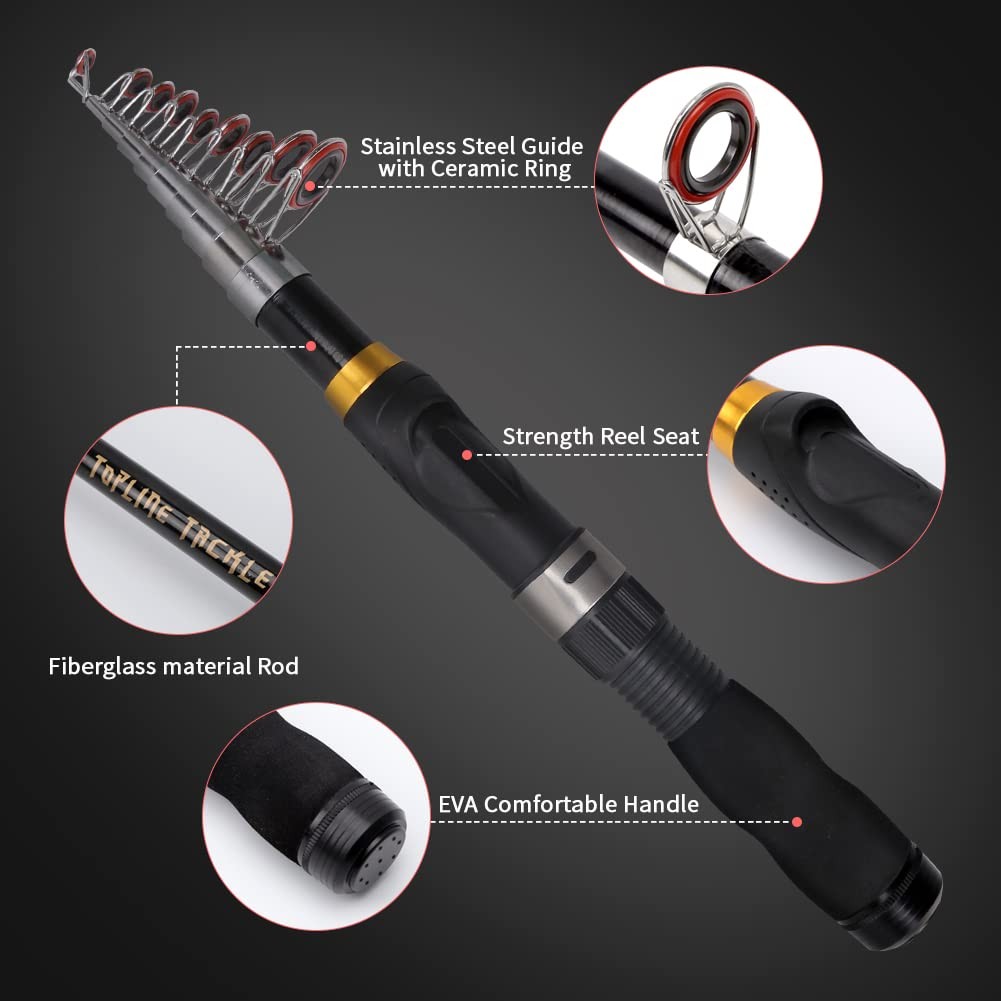 Portable Fishing Rod and Reel Combo, Telescopic Fishing Spinning Rod and Reel…