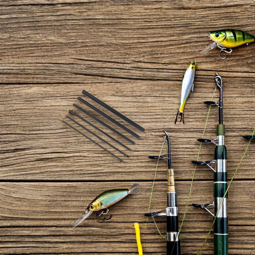 6Pcs Carbon Fiber Rod Repair Kit Durable Fishing Pole Sticks for Outdoors Black