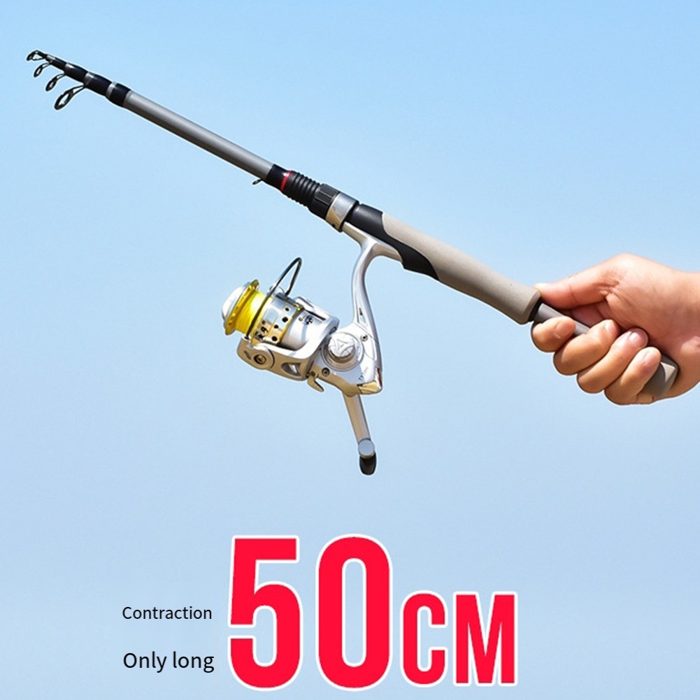 Telescopic Carbon Fiber Fishing Rod 160cm Saltwater Casting Rod with Grip