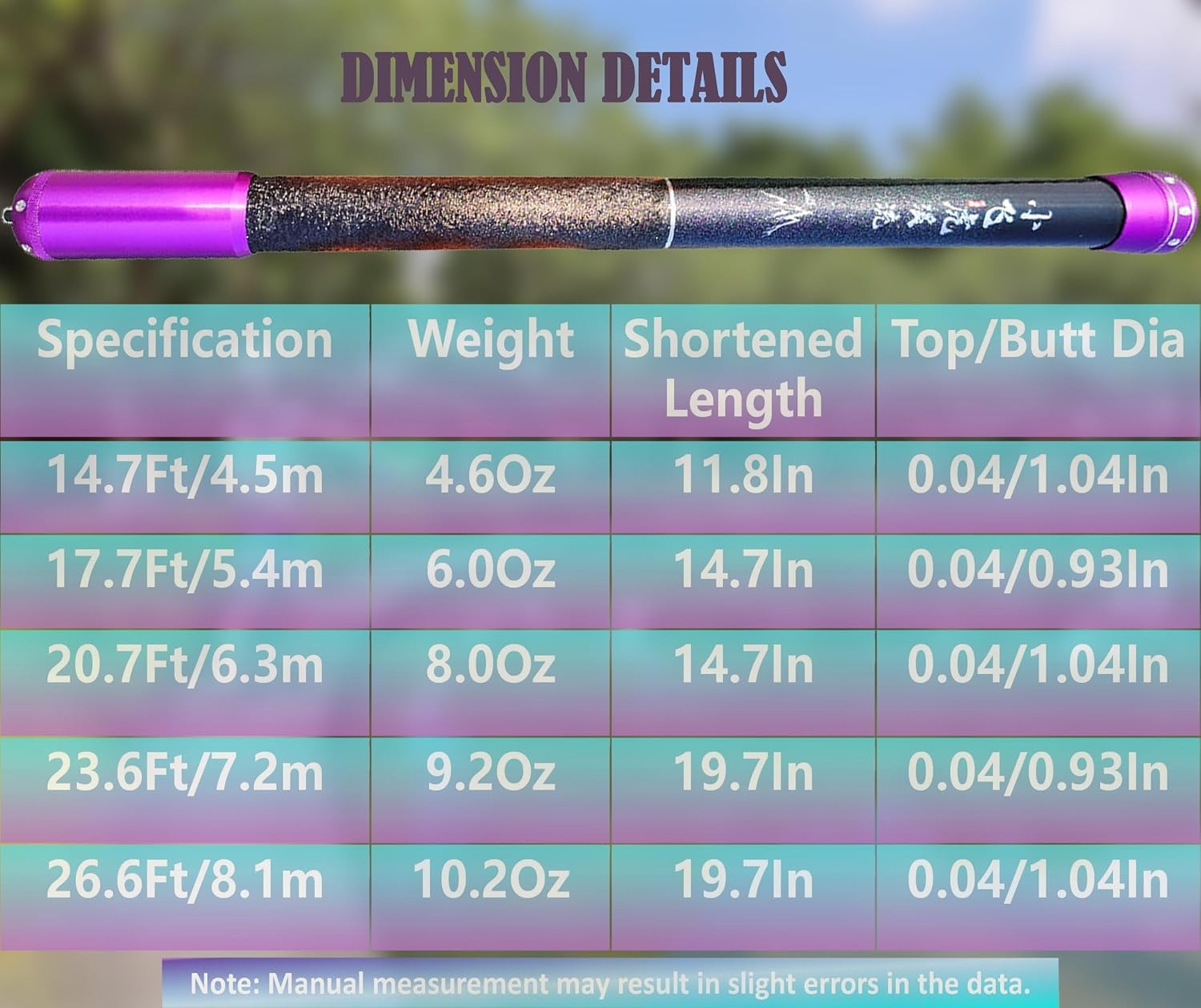 Carbon Fiber Telescopic Fishing Rod 26.6FT Portable Ultralight Fly Rod Tenkara