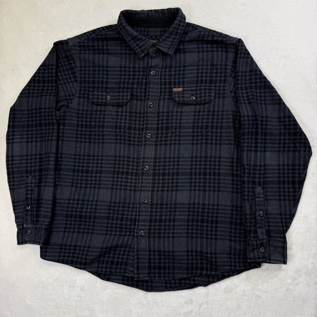 Men’s Orvis Heavyweight Black Gray Plaid Casual Button Down Shirt XL