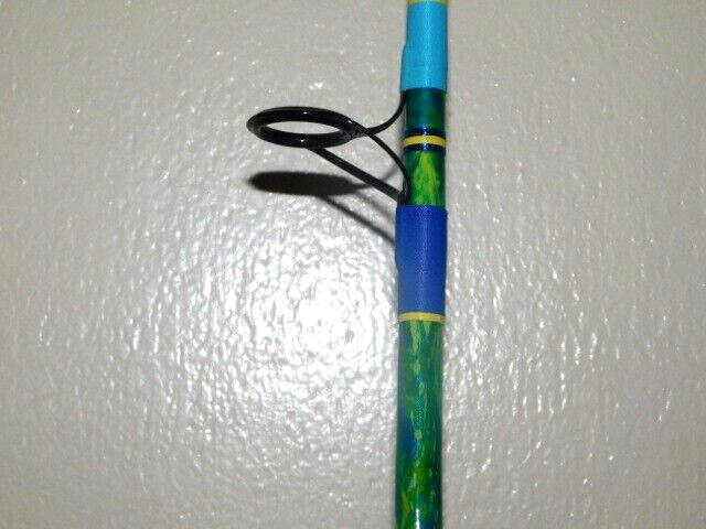 CUSTOM SPINNING ROD MAHI BLUE GREEN YELLOW MARBLE 25-50 LB 7′ NEW