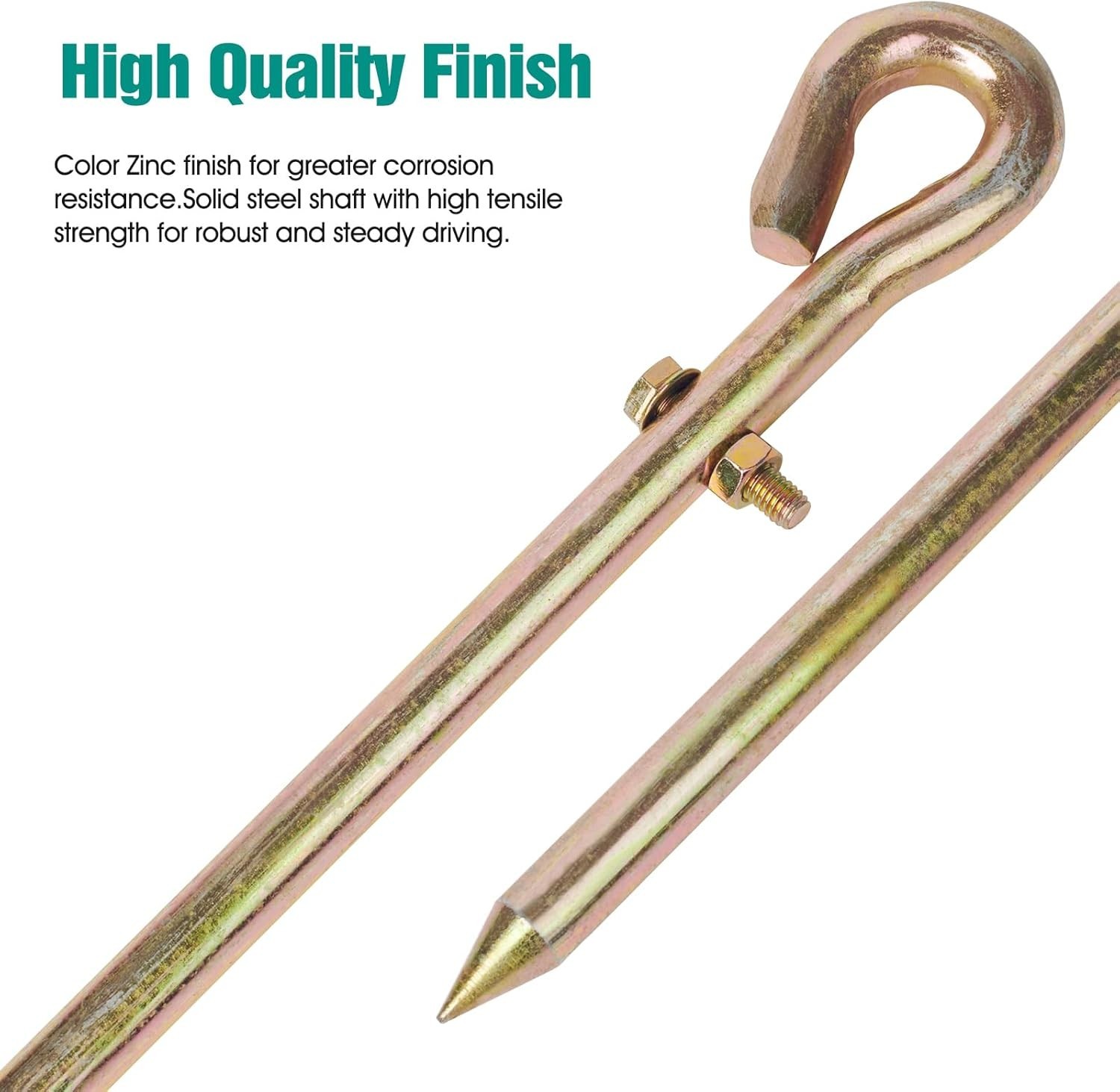 Set of 2 Portable Ground Rods with 4ft Listed Grounding Wire & Crocodile Clip