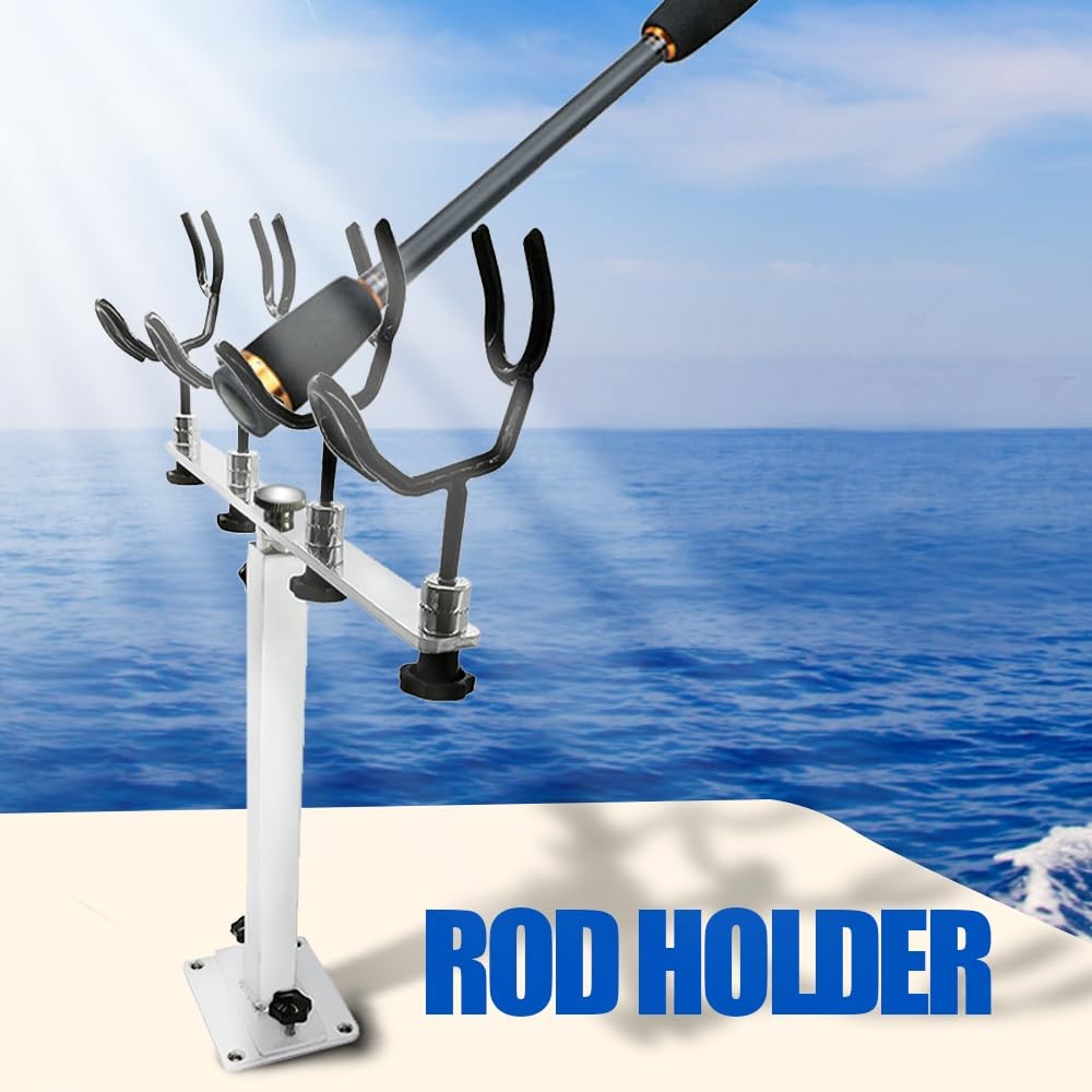Mojiate PVC Coated Fishing Rod Holder Aluminum Large, silver