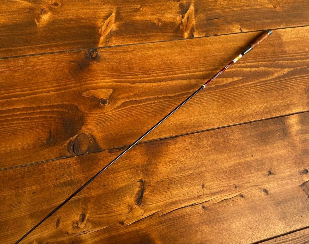 Tanago fishing rod 120cm wood grip brown & white swinging rod used