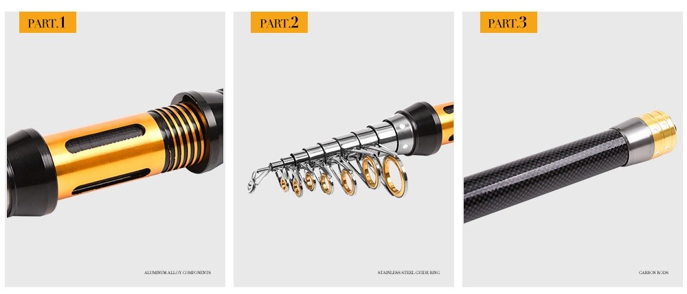 Portable Carbon Fiber Telescopic Fishing Rod Saltwater Freshwater 1.5m-3.0m
