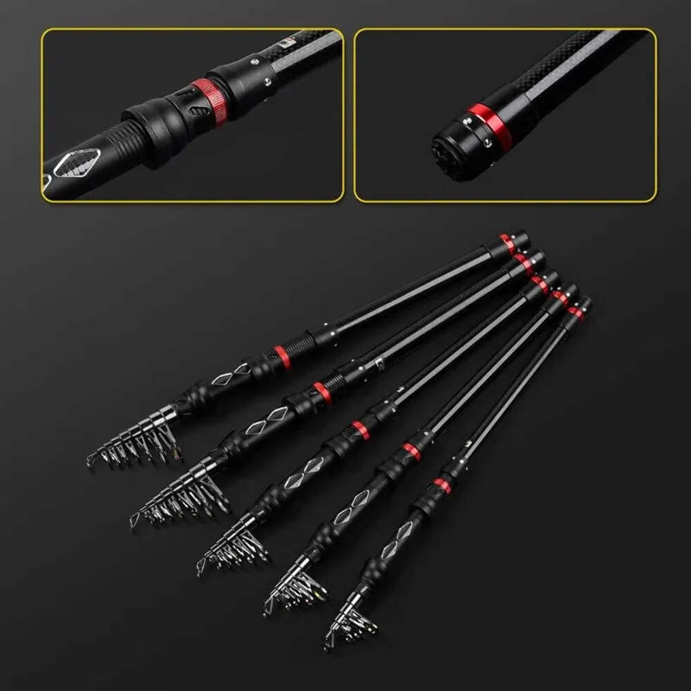 JSFUN Carbon Telescopic Rock Fishing Rod 1.8M 2.1M 2.4M 2.7M 3.0M Ultra Light Ro