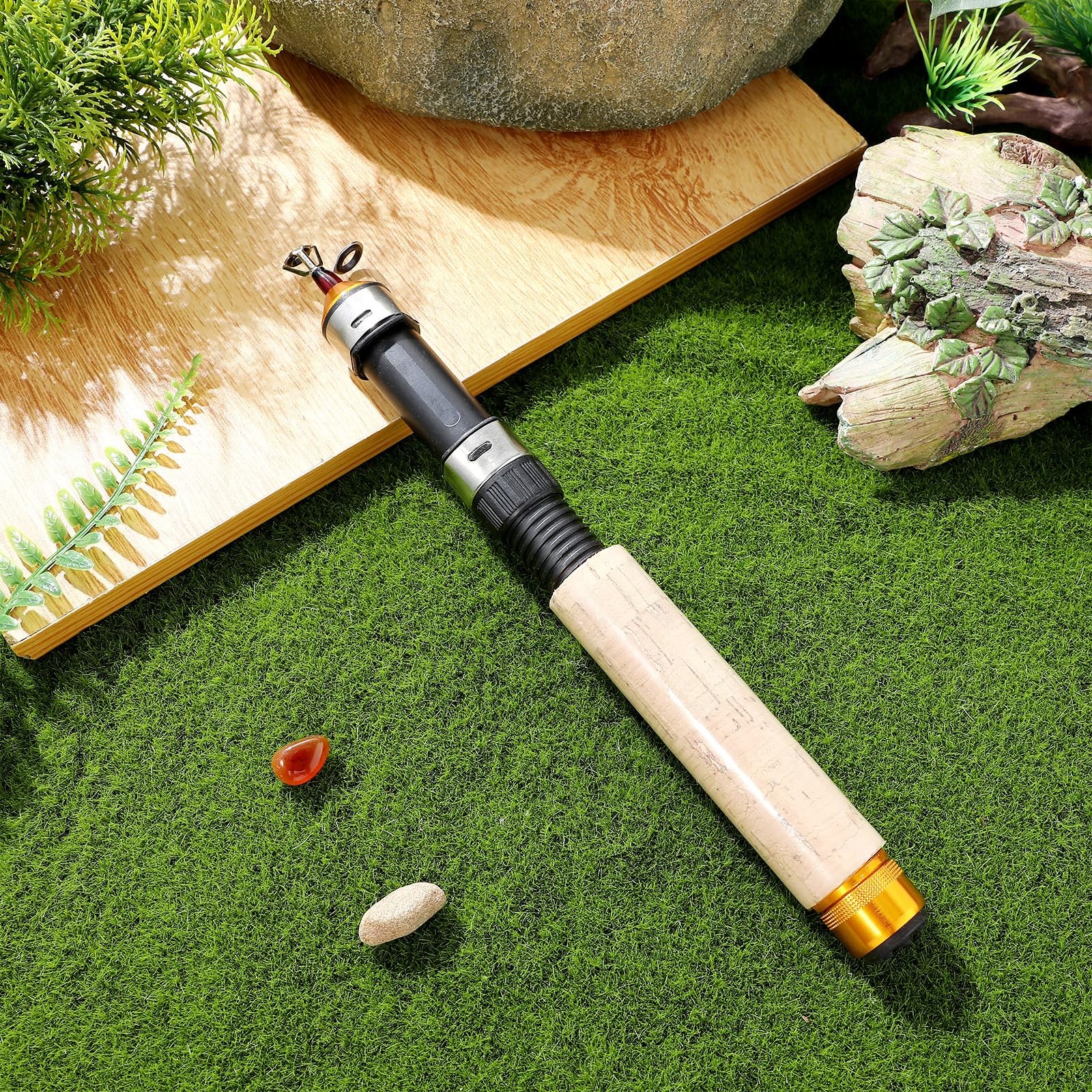 Toyandona Pocket Telescopic Fishing Rod 25.6 Inch Carbon Mini Ultra-Light Ice
