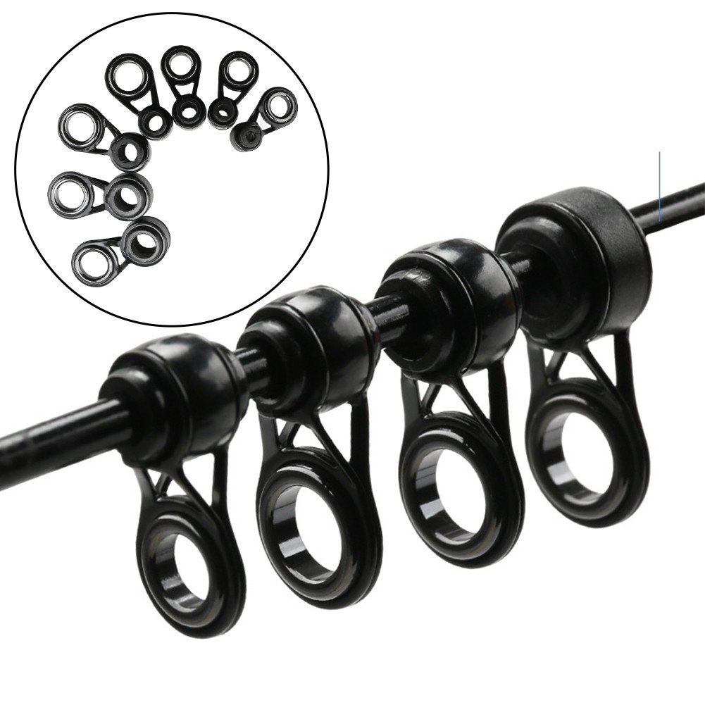 3pcs Fishing Rod Tip Guide Set Black Compatible with 2/2.5/3mm Rod Ends