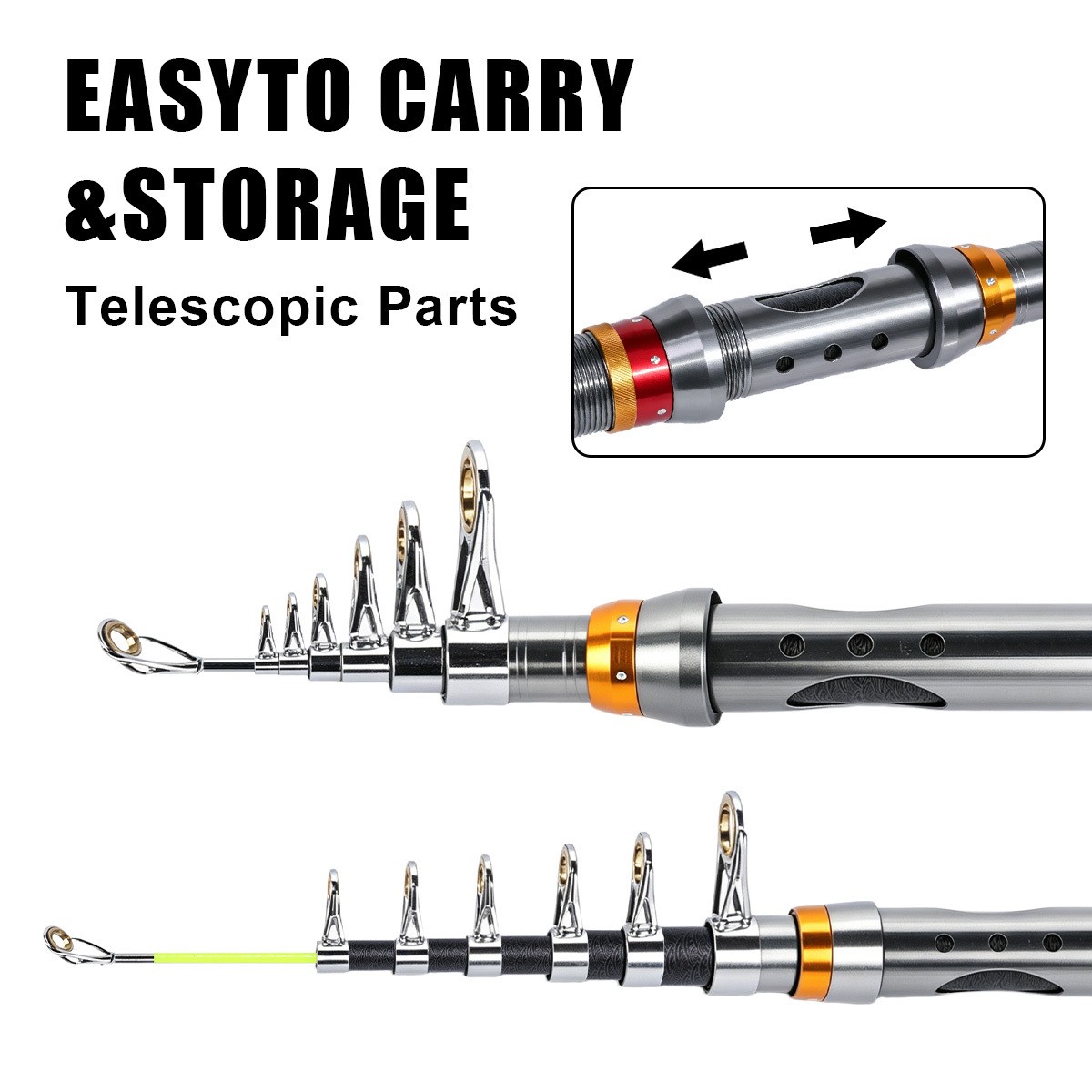Pro Carbon Fiber Telescopic Fishing Rod Sea Saltwater Freshwater Spinning Pole