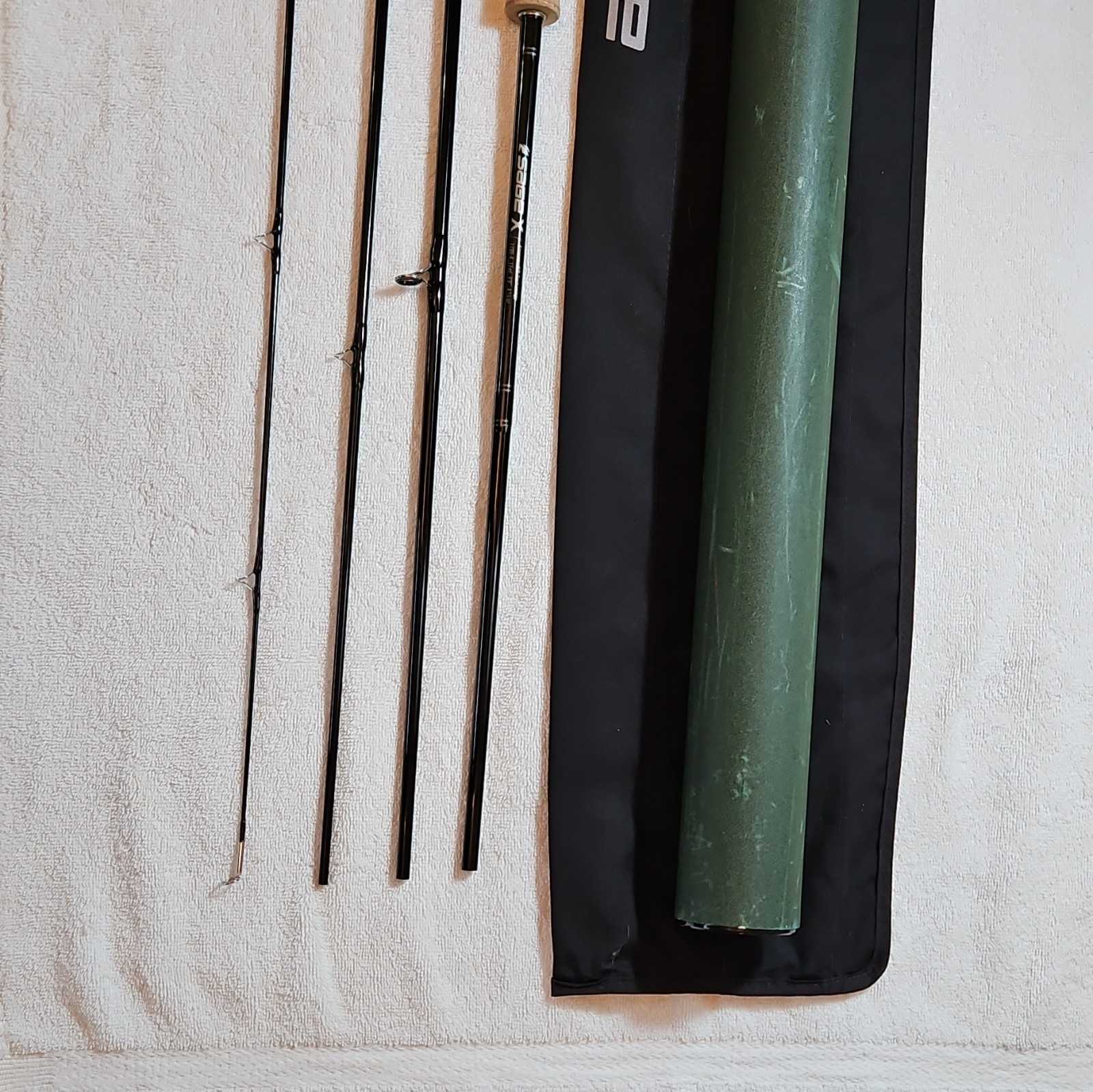 SAGE X 1190-4 Fly Rod 9ft 11wt 4pc Graphite.10 Guides Original &Tube Sock