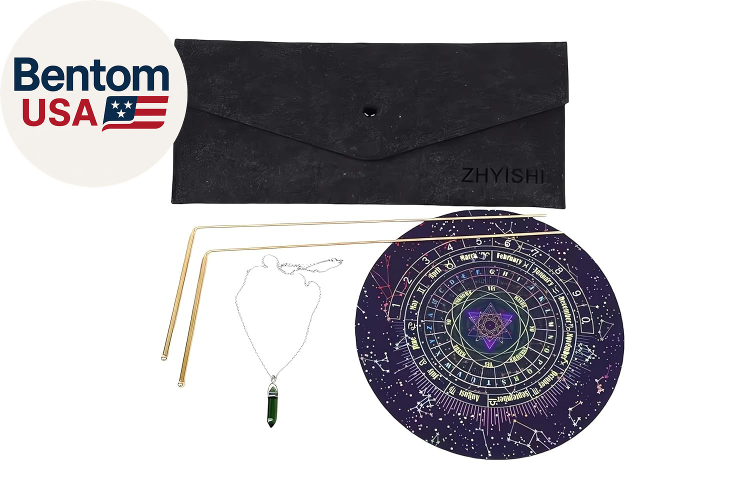 99.9% Pure Copper Dowsing Rod Kit – 2Pcs Divining Rods + Gemstone Pendulum + Div