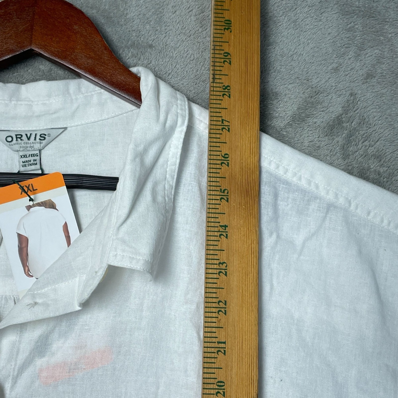 NWT Orvis Women’s XXL White Linen Rayon Button-Down Shirt Short Sleeve i2121