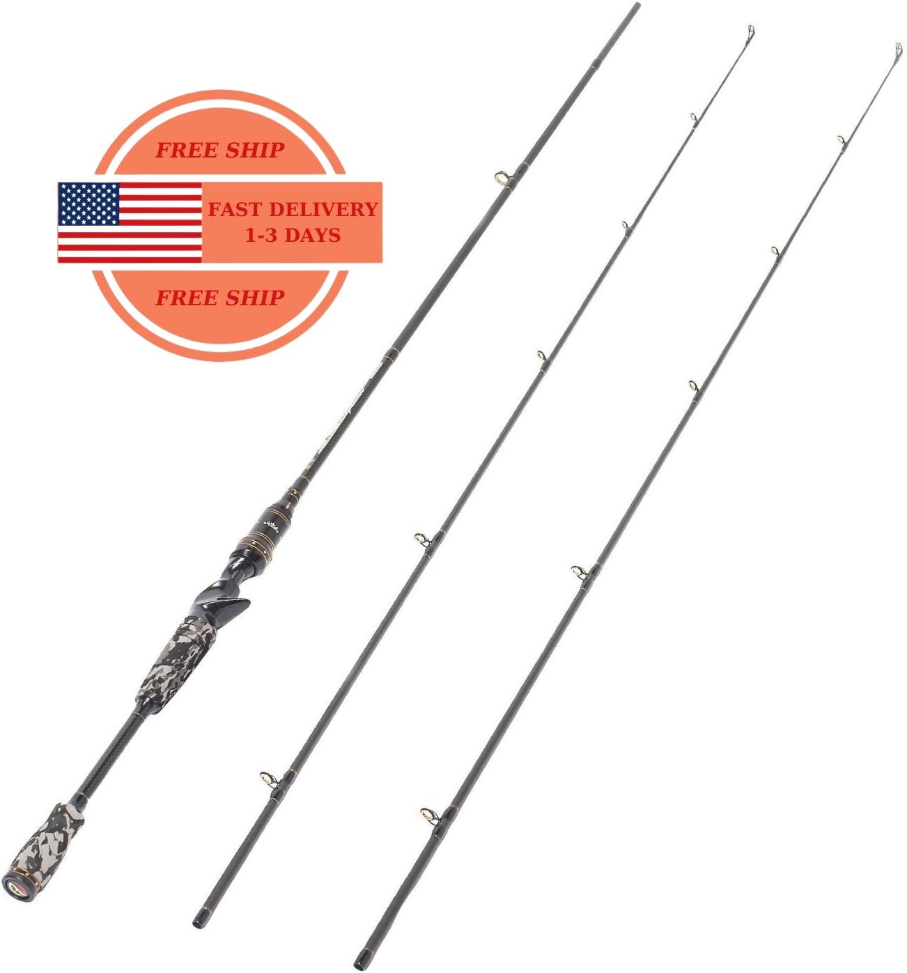Serie E – Caña de fundición Camo Legend de 2 piezas y 7 pies, 24 toneladas fibra