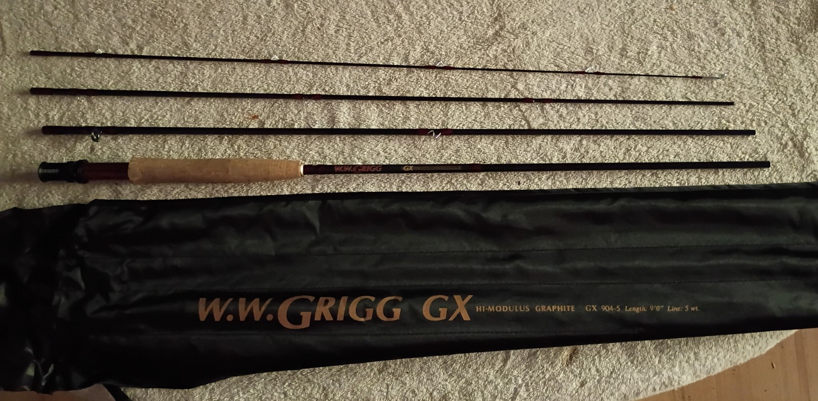 W.W Grigg GX Hi Modulus Graphite Fly Rod 9ft 5wt GX904-5 4 Piece Trout Fishing