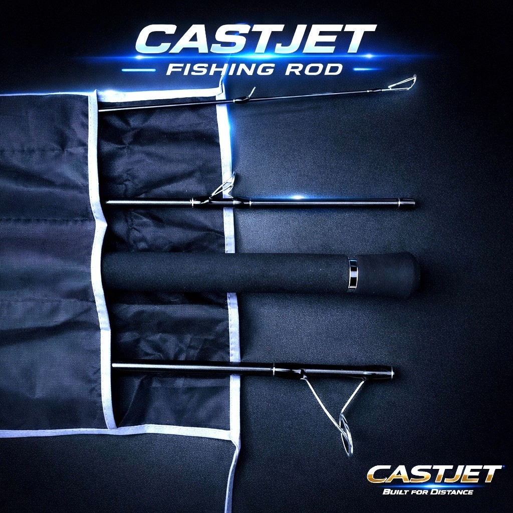 CASTJET 4-Piece Travel Surf Fishing Rod 7ft/8ft Heavy Spinning, Long Casting