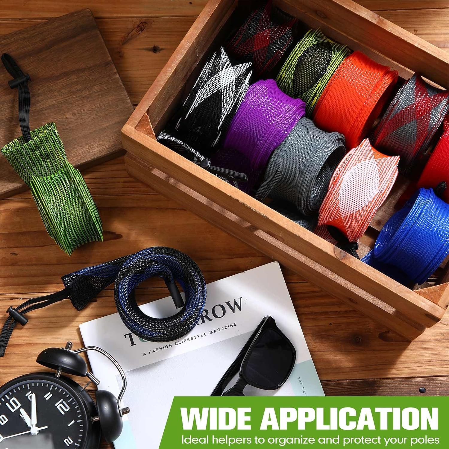 Woanger 7ft Lengthen 12 Pcs Fishing Rod Sleeve Socks Covers multicolor