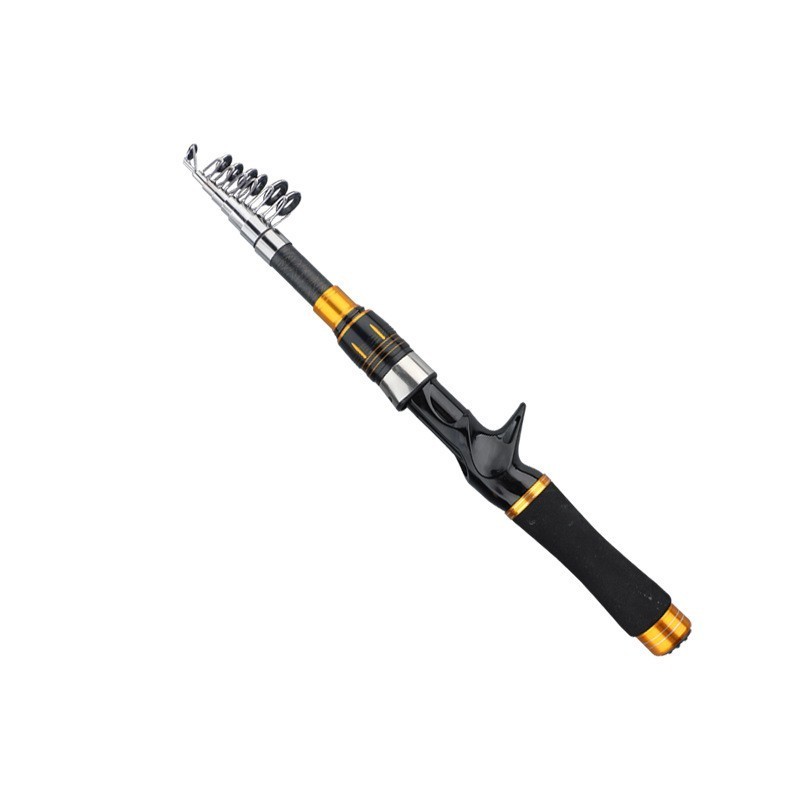 Black Telescopic Fishing Rod 2.1M 1.6M for multi Layer Carbon Reinforced Wrap